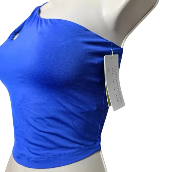 All In Motion Women’s One Shoulder Crop Tank Blue Size S Stretch Athletic NWT - Picture 3 of 6